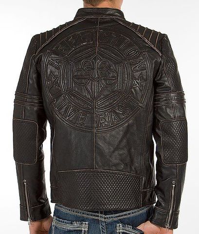 Affliction | Куртка мужская кожаная Day Watch Jacket 110OW135 спина