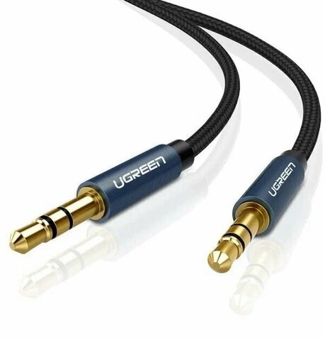 Кабель  UGREEN AV112 (10688) 3.5mm Male to 3.5mm Male Cable Gold Plated Metal Case with Braid 3m - Blue