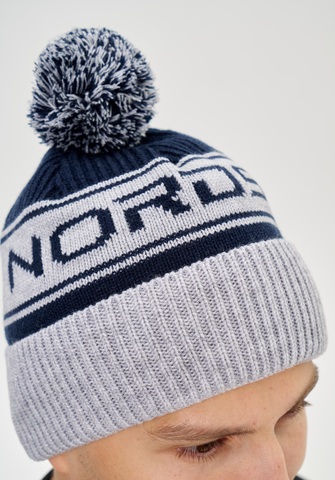 Лыжная шапка c шерстью Nordski Blizzard dark blue-grey