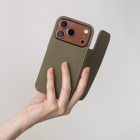 Чехол-книжка для iPhone 17 Pro - кожа теленка, зеленый