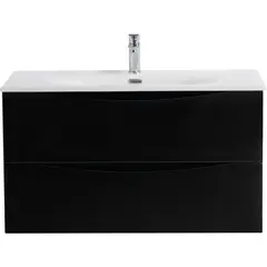 BelBagno MARINO-CER-MINI-1000-2C-SO-NL-P База под раковину подвесная с двумя выкатными ящиками, Nero Lucido, 996x390x500 фото