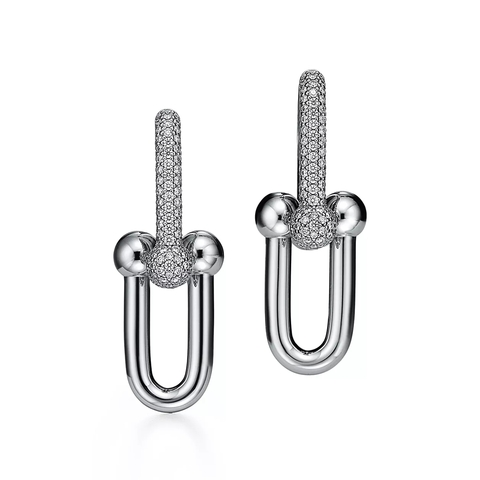 Серьги из белого золота с бриллиантами 18k,Tiffany 💠 HardWear Large - В наличии