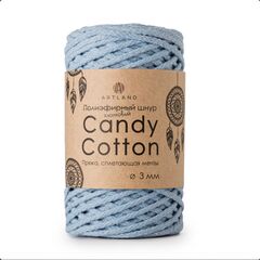 Плетёный шнур Candy cotton 3 мм, без сердечника, 300 гр, 90% х/б, 10% п/э, 120 м, св.голубой