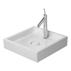 Duravit Starck 1 387470027 Раковина шлифованный вариант, без перелива, без площадки под смес., с 1 отв., вкл. крепление, а также выпуск с керамической крышкой фото