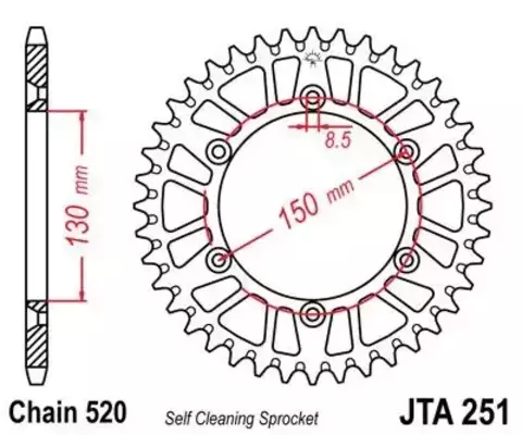Звезда ведомая алюминиевая JTA251 51BLK