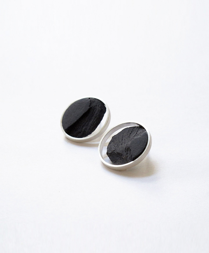 Серьги Circle Black Silver