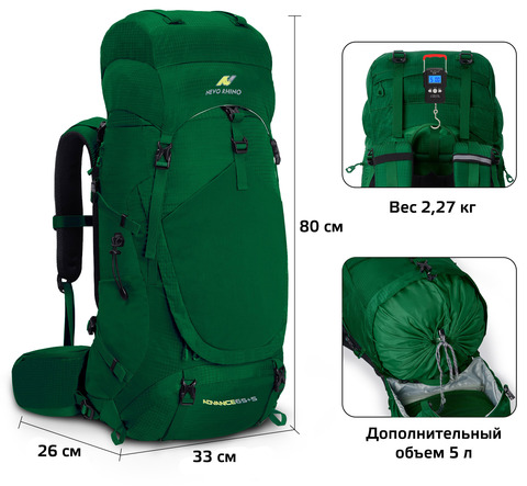 Картинка рюкзак туристический Nevo Rhino 8921-NW Viridity - 2