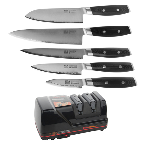 Комплект из 5 кухонных ножей YAXELL RAN и электрической точилки Chef's Choice