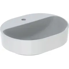 Geberit VariForm 500.776.01.2 Раковина с установкой на столешницу эллиптической формы, 50х40 см, 50х40 см, с отв. под смеситель, без отв. перелива фото