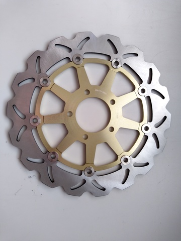 Диск тормозной на SUZUKI GSX R 600 / 750 97-03, GSX R 1000, GSX R HAYABUSA 1300,TL R 1000 передний, лепестковый, золотой