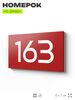 Номер на дверь 163, табличка на дверь для офиса, квартиры, кабинета, аудитории, склада, красная 120х70 мм, Айдентика Технолоджи