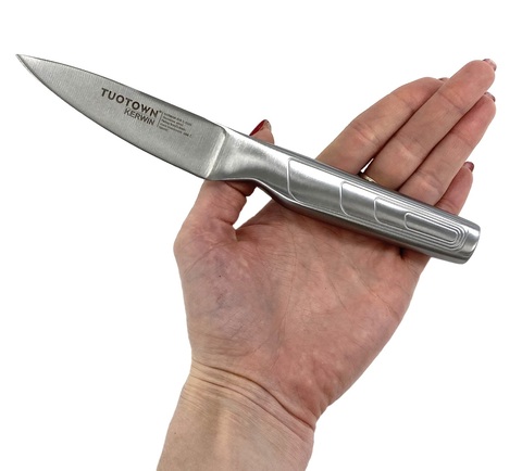 Кухонный овощной нож TuoTown Kerwin 9 см, сталь German 1.4116, рукоять Stainless steel, арт.253512