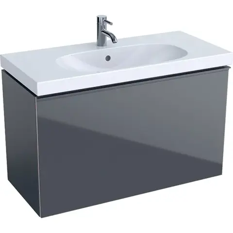 Geberit Acanto 500.616.JK.2 Тумба под раковину, 89x53.5x41.6, темно-серый / лакированный матовый, темно-серый / глянцевое стекло