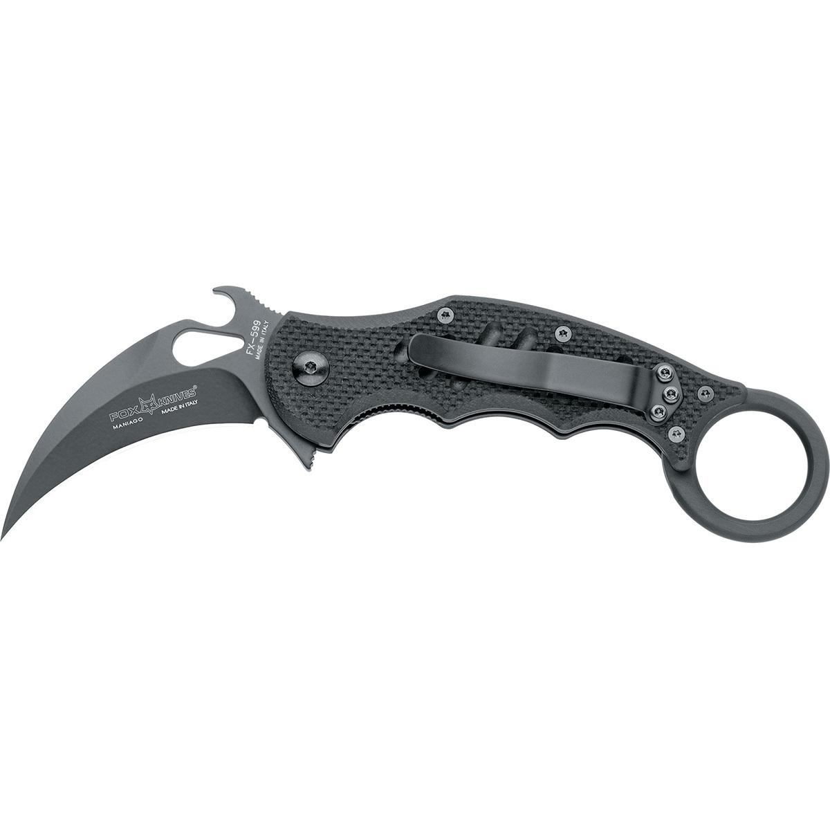 Складной нож Fox Karambit, сталь N690, рукоять G10, черный
