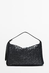 Massimo Dutti Средняя плетеная сумка из кожи наппа, черный