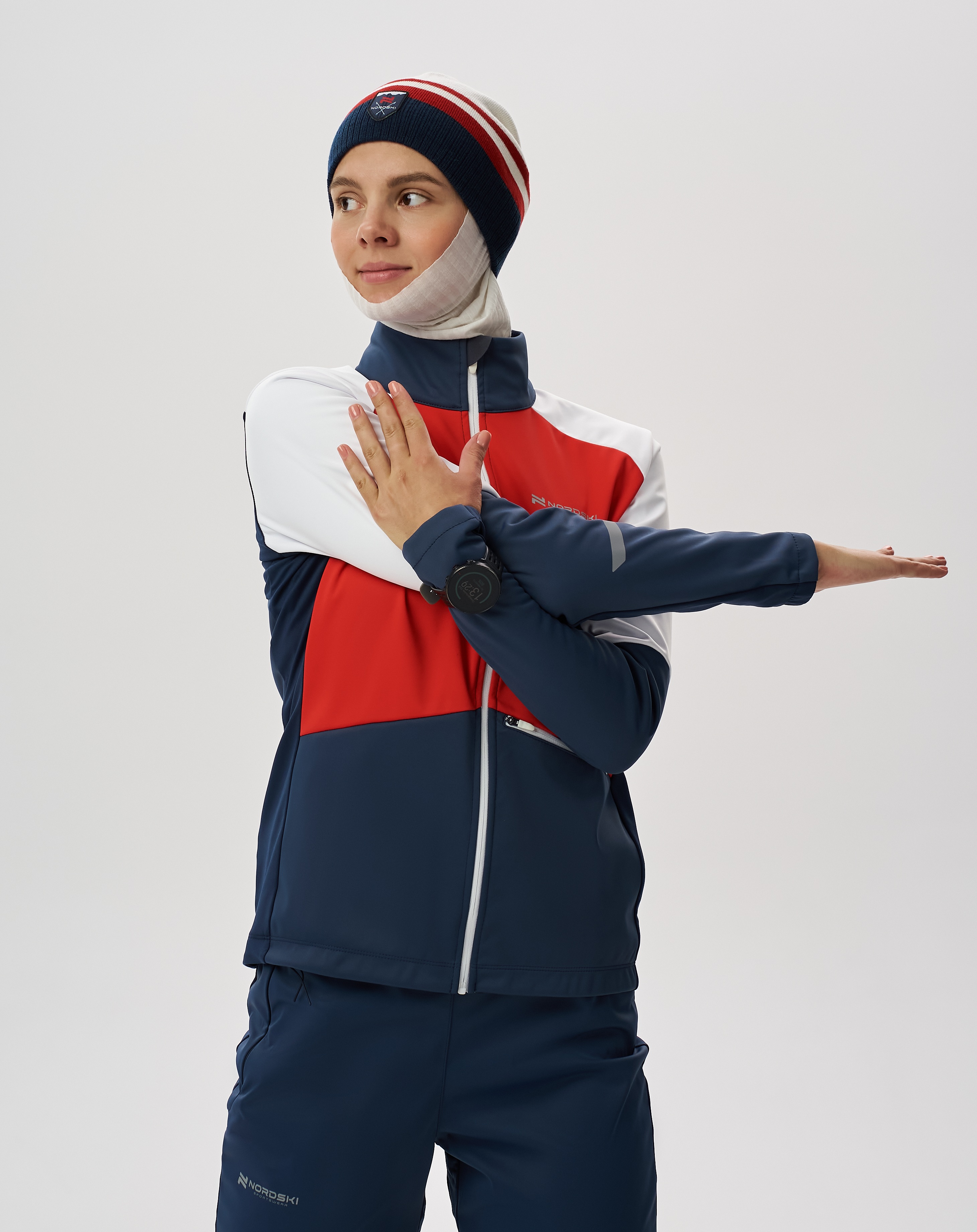 Женская тренировочная лыжная куртка Nordski Pro 2.0 white-blue-red - 3