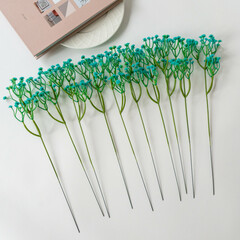 Гипсофила искусственная декоративная, мини веточки, Бирэзовая, ветка 29 см, набор 10 веточек.
