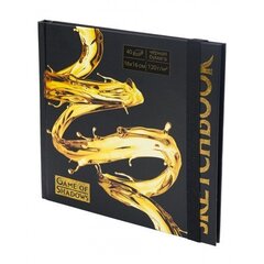 
          Скетчбук 160*160 мм., 40л., "Golden style", 120г/м2, Миленд, 7БЦ, матовая ламинация, выб. лак, резинка, чёрный офсет,