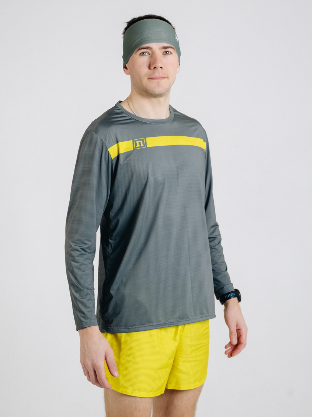 Тренировочный лонгслив Noname Miler LS UX 25 grey-yellow