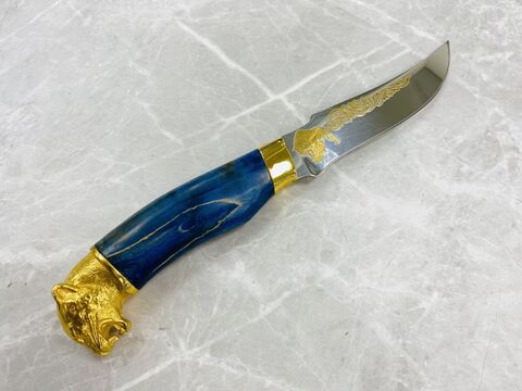 Авторский нож Баскардия, клинок в золоте