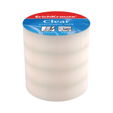 Пакет клейких лент ErichKrause® Clear, 18ммх33м (4 ленты)