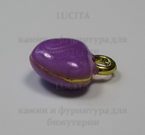 Подвеска с эмалью "Фиолетовое сердечко" 11х10 мм (цвет - золото) ()