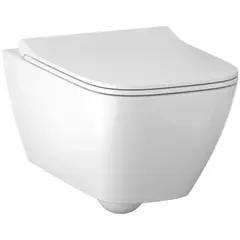 Geberit Smyle Square 500.685.01.2 Унитаз подвесной безободковый Rimfree® в комплекте с сиденьем (сэндвич) с плавным закрыванием SoftClose и быстросъемный кре фото