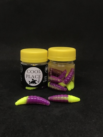 Форелевая силиконовая приманка COOL PLACE MAGGOT 1.6 цвет ФИОЛЕТОВЫЙ-ШАРТРЕЗ СЫР продажа от 2 шт.