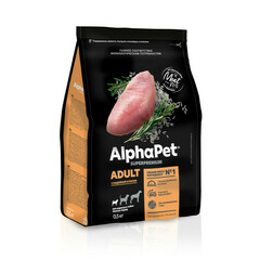 ALPHAPET сухой корм для взрослых собак мелких пород (индейка и рис) 500 гр