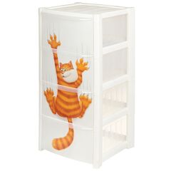 Комод детский 4 ящика, Деко Кот, 36х37х76.7 см, Idea, М 2806