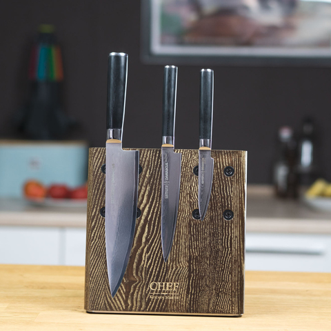 Комплект из 3 ножей Samura Damascus и подставки