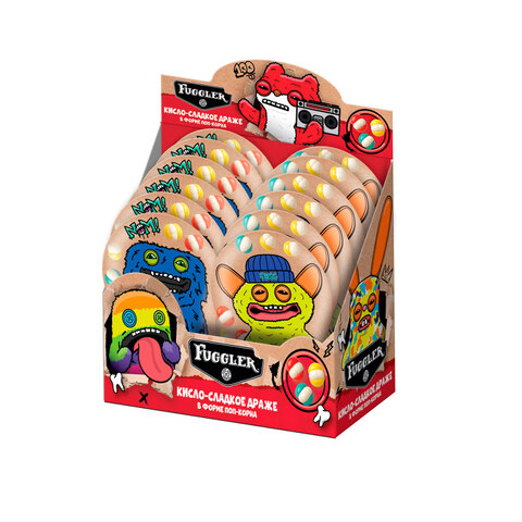 FUGGLER Драже кисло-сладкое хрустящее в форме попкорна 1кор*12бл*24шт, 10гр
