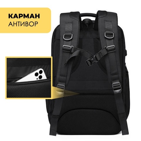 Картинка рюкзак городской Ozuko 9770L Black - 8