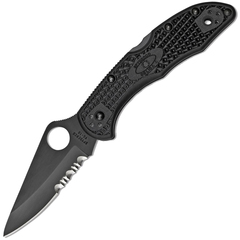 Фото Складной нож Delica 4 - Spyderco 11PSBBK, сталь VG-10 Black TiCN Combo, рукоять термопластик FRN чёрный