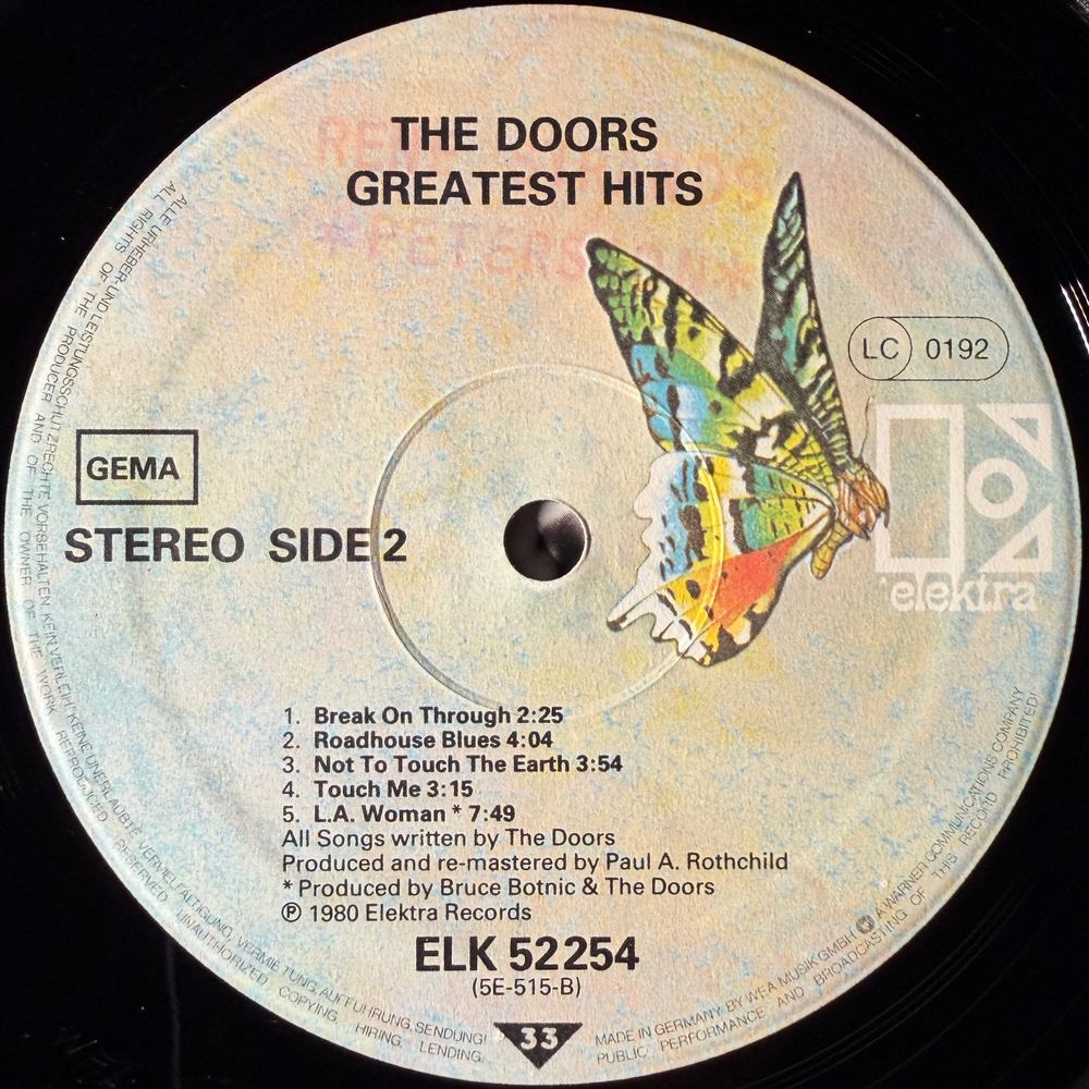 The Doors ‎– Greatest Hits (Германия 1980г.)