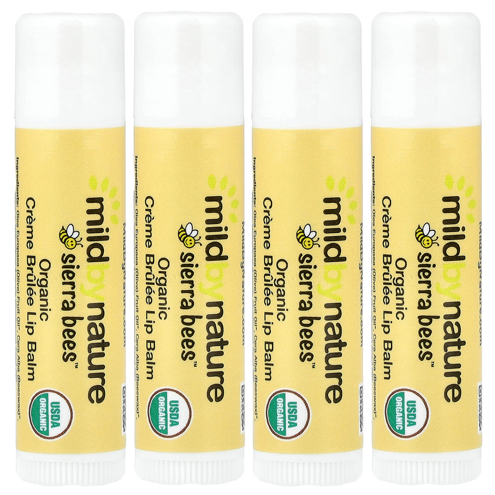 Mild By Nature, Sierra Bees™, органические бальзамы для губ, крем-брюле, 4 шт. по 4,25 г (0,15 унции)
