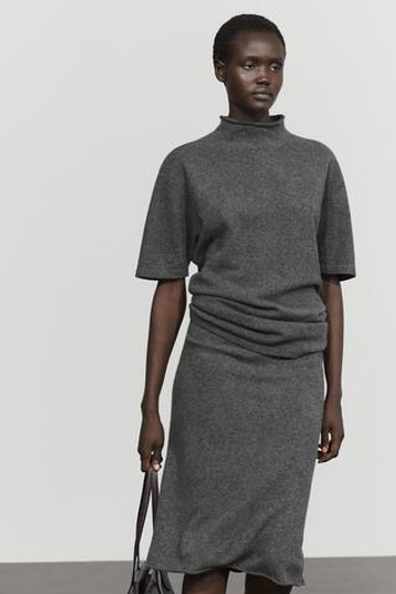 Massimo Dutti Джемпер из смесовой шерсти с воротником-стойкой, средний серый