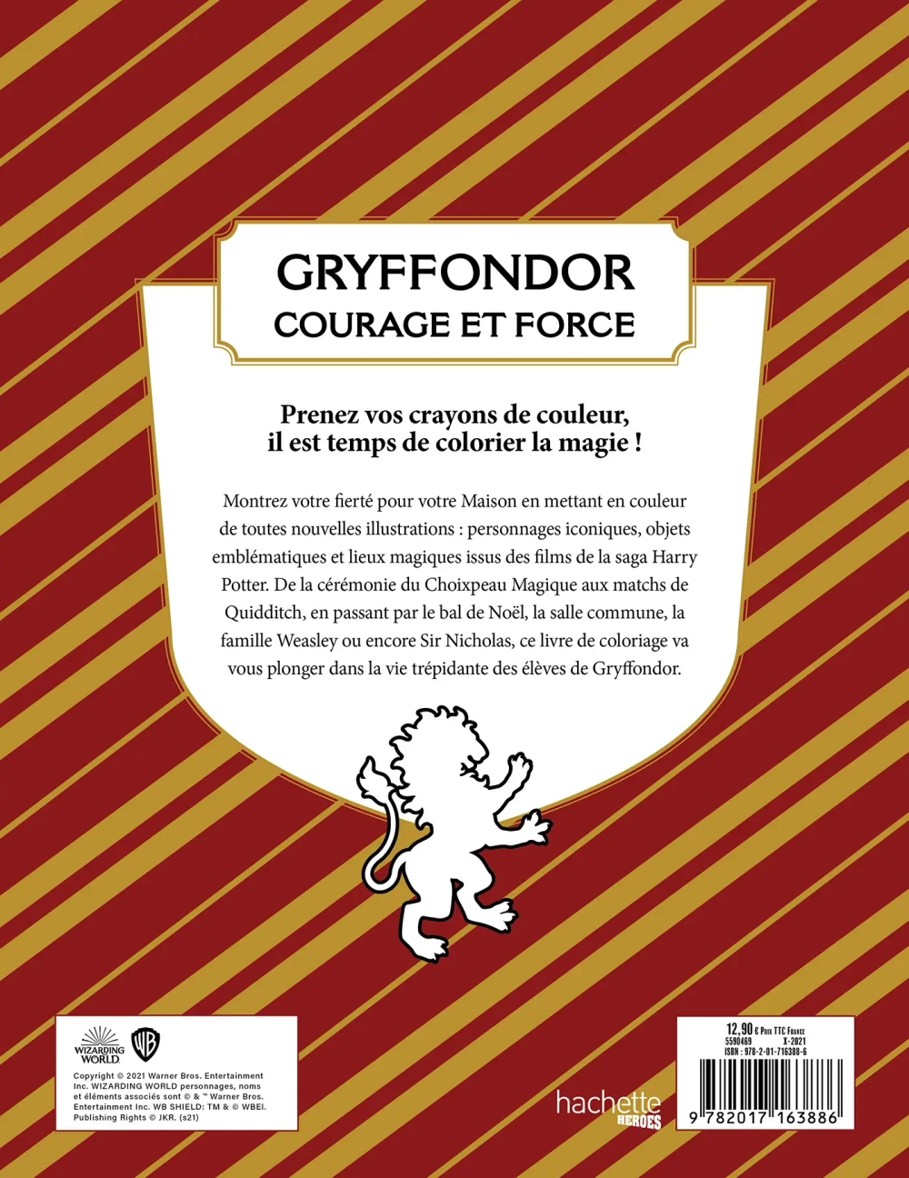 Hachette/ раскраска по номерам/ Harry Potter - Gryffondor - le livre de coloriage officiel