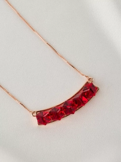 Колье Мираж с дорожкой красных кубиков Swarovski