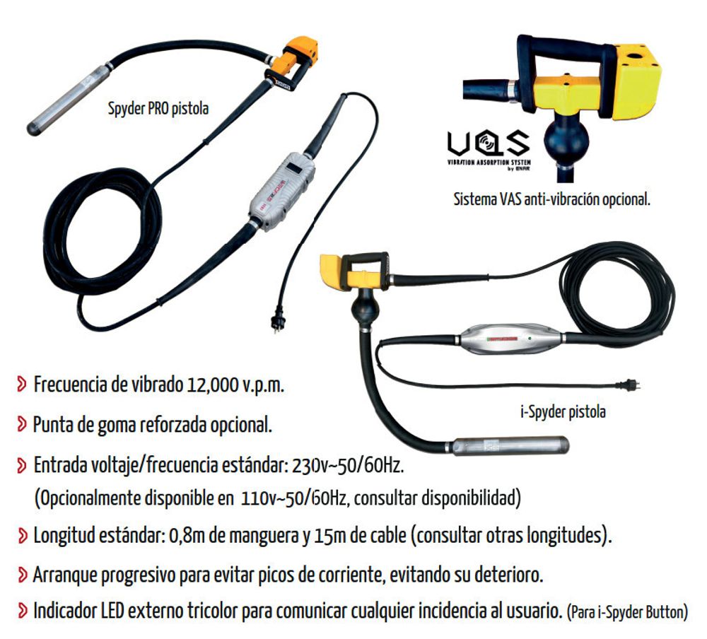 Глубинный вибратор Enar SPYDER PRO 50 GUN высокочастотный - [220V / 50 мм / длина 0.8 м]