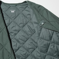 UNIQLO Куртка без воротника PUFFERTECH, оливково-зеленый