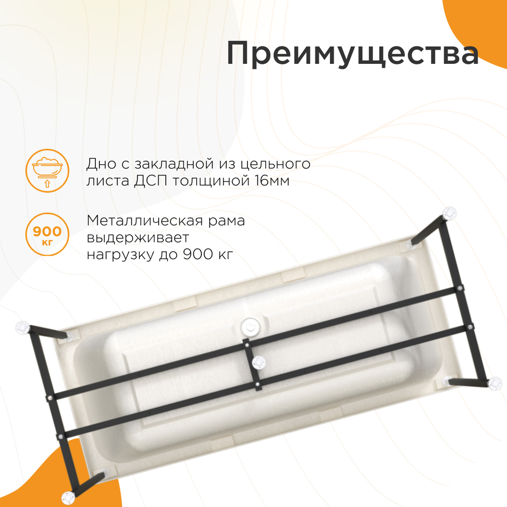 Акриловая ванна Патрисия 170x70 ( с каркасом и сливом)