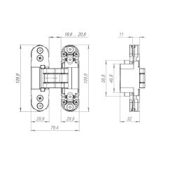 Петля скрытой установки ARMADILLO U3D2000.TG (AGB Eclipse 2.0) AC медь /61827/ (1шт)