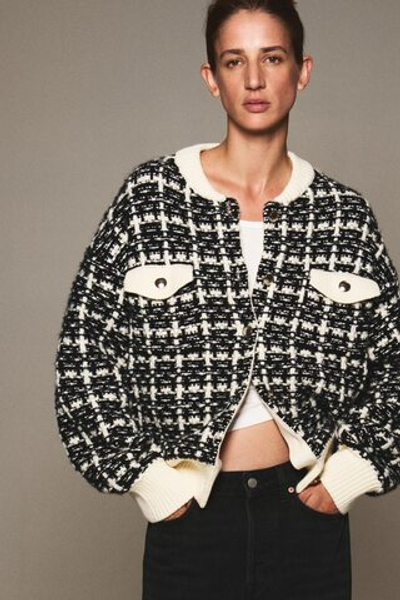 Кардиган оверсайз из трикотажа букле - H&M