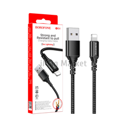 Зарядный кабель Borofone BX54, USB-A - Lightning, 2.4A, 12W, 1 м, черный