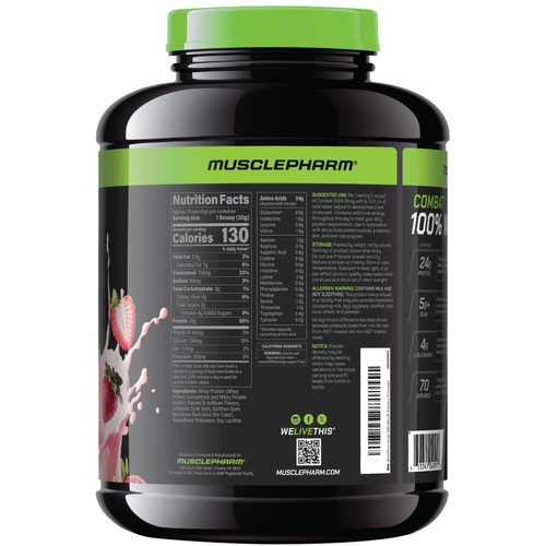 MusclePharm, Combat® 100%, порошок из сывороточного протеина, клубника, 2,24 кг (5 фунтов)