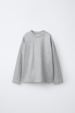 ZARA ОДНОТОННЫЙ ЛОНГСЛИВ, МЯГКИЙ СЕРЫЙ