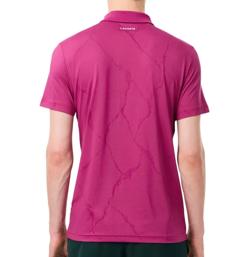 Мужское теннисное поло Lacoste Ultra Dry Jacquard Crocodile Tennis - fuchsia pink