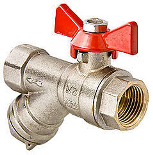 Кран с фильтром шаровой 1/2'' вн/вн бабочка VALTEC VT.293.N.04