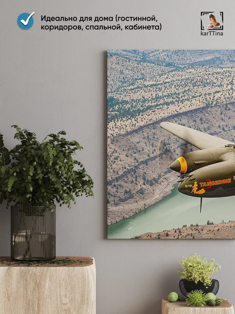 Картина на стену "Lockheed P-38", 80х40 см